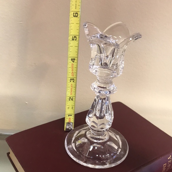 Pair 5-3/4" Vintage Gorham Crystal Viscount Tulip Candle Holders - Picture 3 of 4